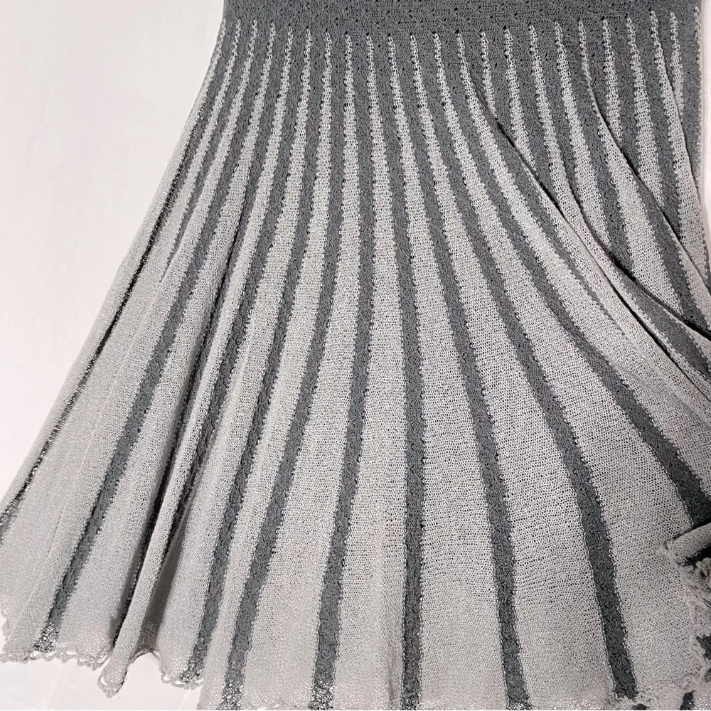 Vero Moda Grey Striped Knit Midi Skirt M Boho Fairycore Whimsigoth - Picture 10 of 14